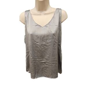 Eileen fisher sz L grey silk spandex blend layering comfort tank casual career+